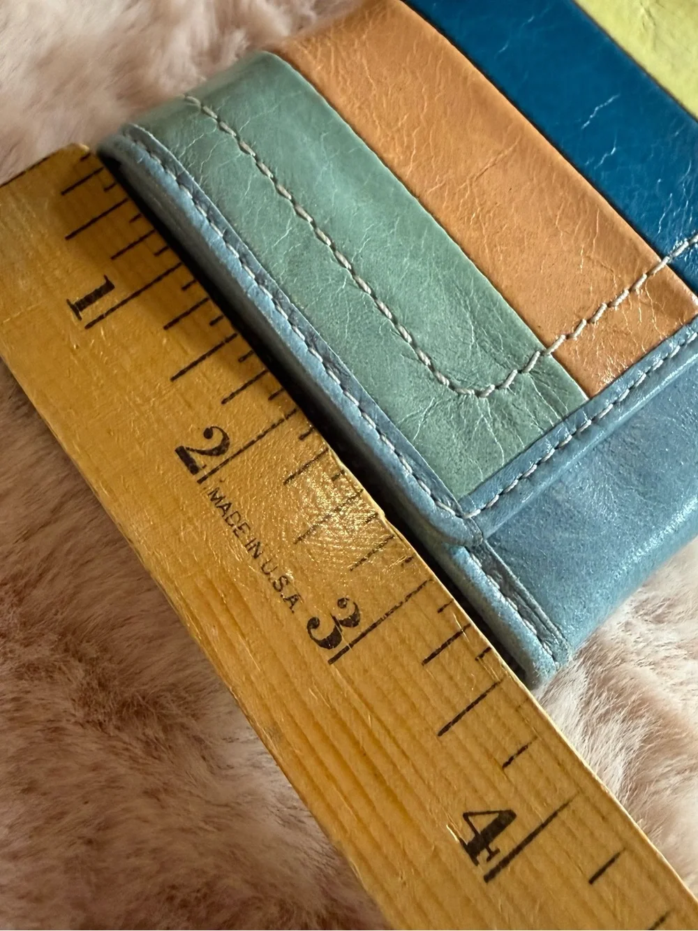 Fossil Vintage Blue Leather Multicolor Striped Flap Clutch Wallet